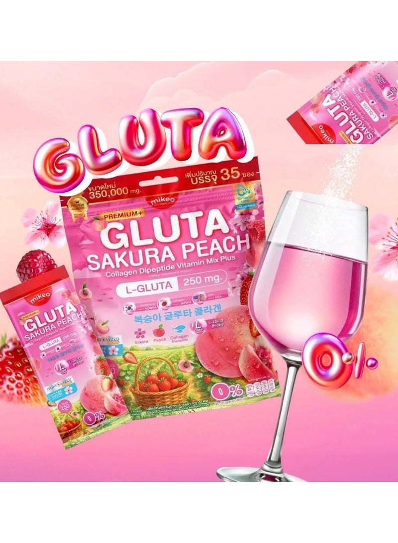 Mikeo Gluta Sakura Peach Vitamin Drink | Collagen Dipeptide Formula | Sugar Free Instant Powder | Peach Flavour - Image 4